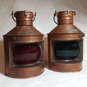Vintage Tung Woo Oil Lamps Red and Blue